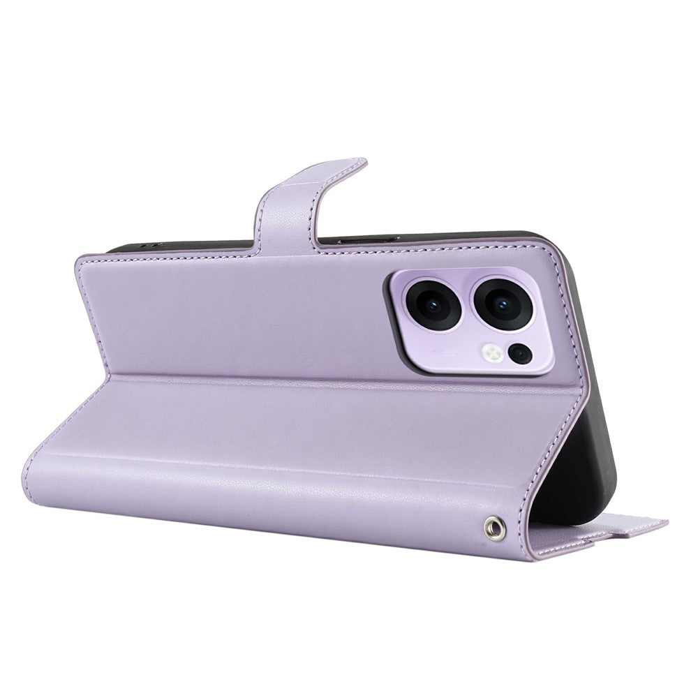 For Oppo Reno13 F 4G / 5G Case Dots Imprinted PU Leather Flip Phone Cover with Card Slot, Strap - Purple