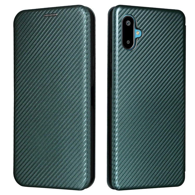For Samsung Galaxy F06 5G / M06 5G Case Carbon Fiber Texture Drop-Proof PU Leather Phone Cover - Green