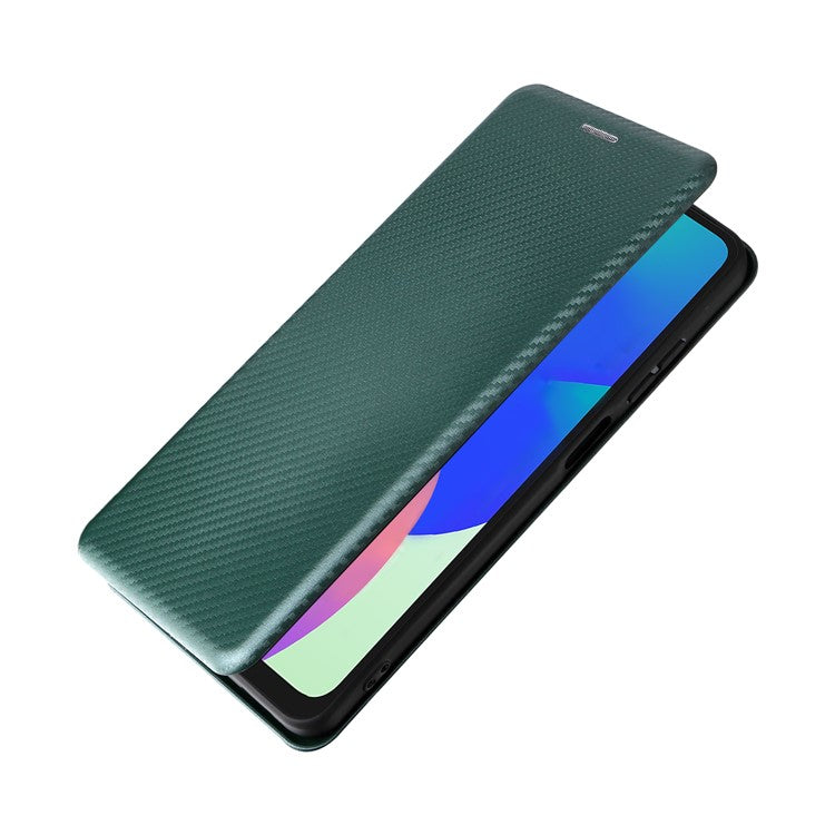 For Samsung Galaxy F06 5G / M06 5G Case Carbon Fiber Texture Drop-Proof PU Leather Phone Cover - Green