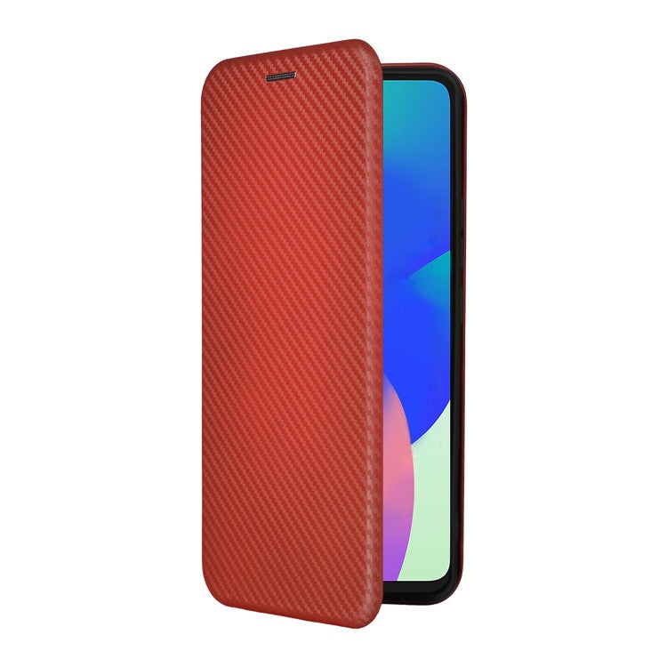 For Samsung Galaxy F06 5G / M06 5G Case Carbon Fiber Texture Drop-Proof PU Leather Phone Cover - Brown