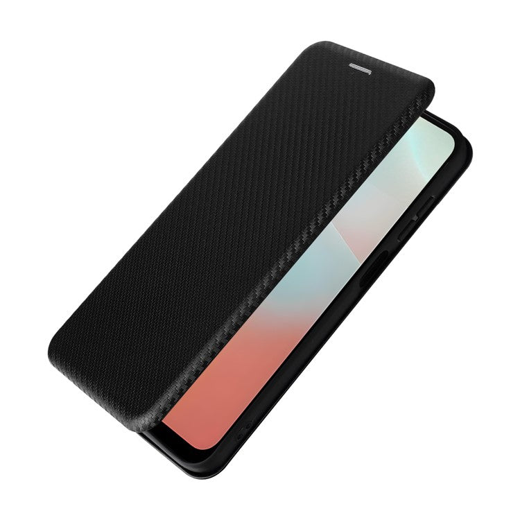 For Samsung Galaxy F16 5G / M16 5G Case Carbon Fiber Texture Drop-Proof PU Leather Phone Cover - Black
