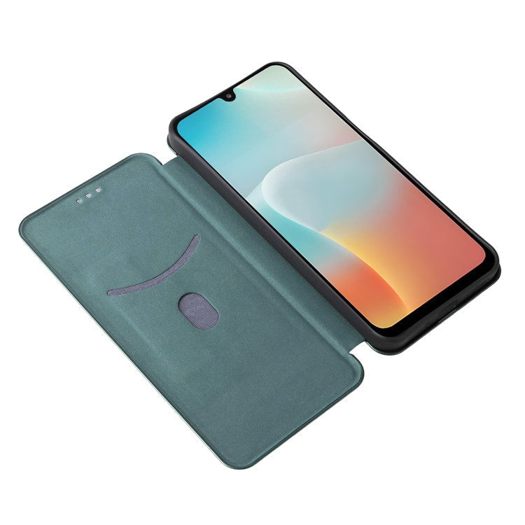 For Samsung Galaxy F16 5G / M16 5G Case Carbon Fiber Texture Drop-Proof PU Leather Phone Cover - Green