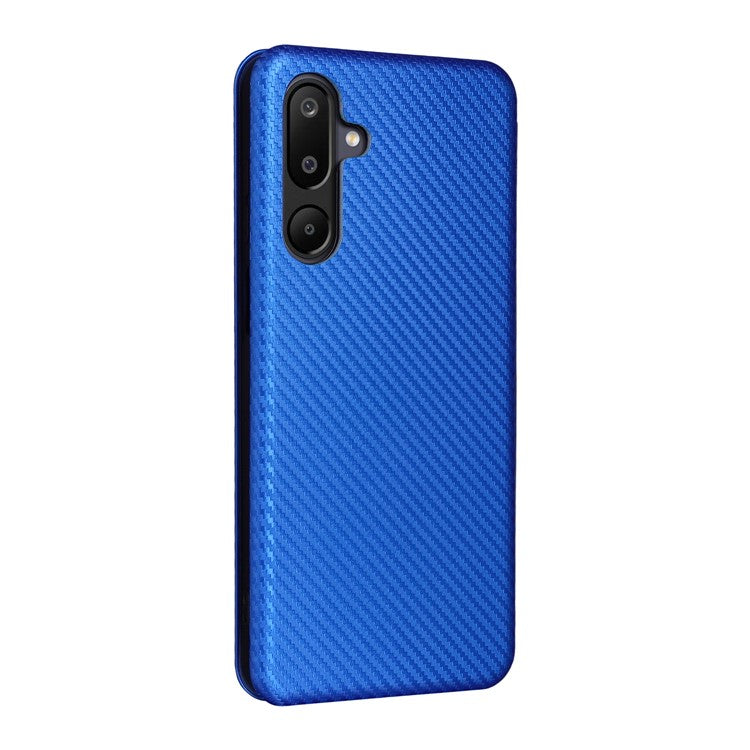 For Samsung Galaxy F16 5G / M16 5G Case Carbon Fiber Texture Drop-Proof PU Leather Phone Cover - Blue