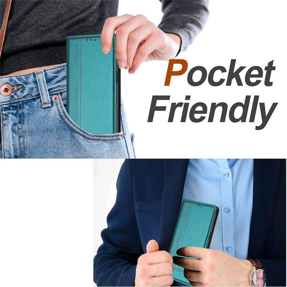 For Oppo Reno13 Pro 5G Case L-Shaped Grid Pattern Leather Stand Phone Cover with Card Slots - Green