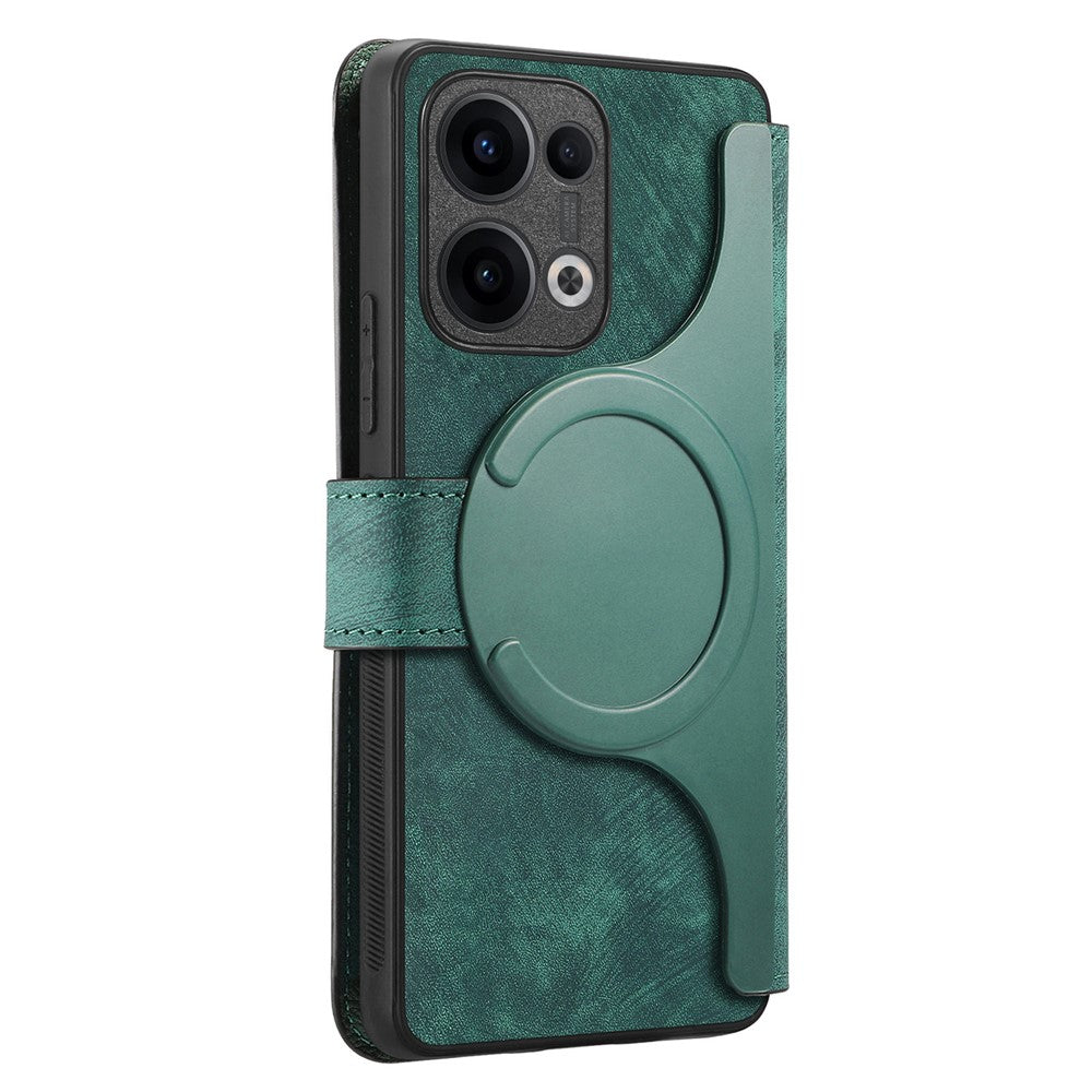 For Oppo Reno13 5G (Global) Magnetic Case CASENEO Detachable Leather Phone Wallet Cover - Green
