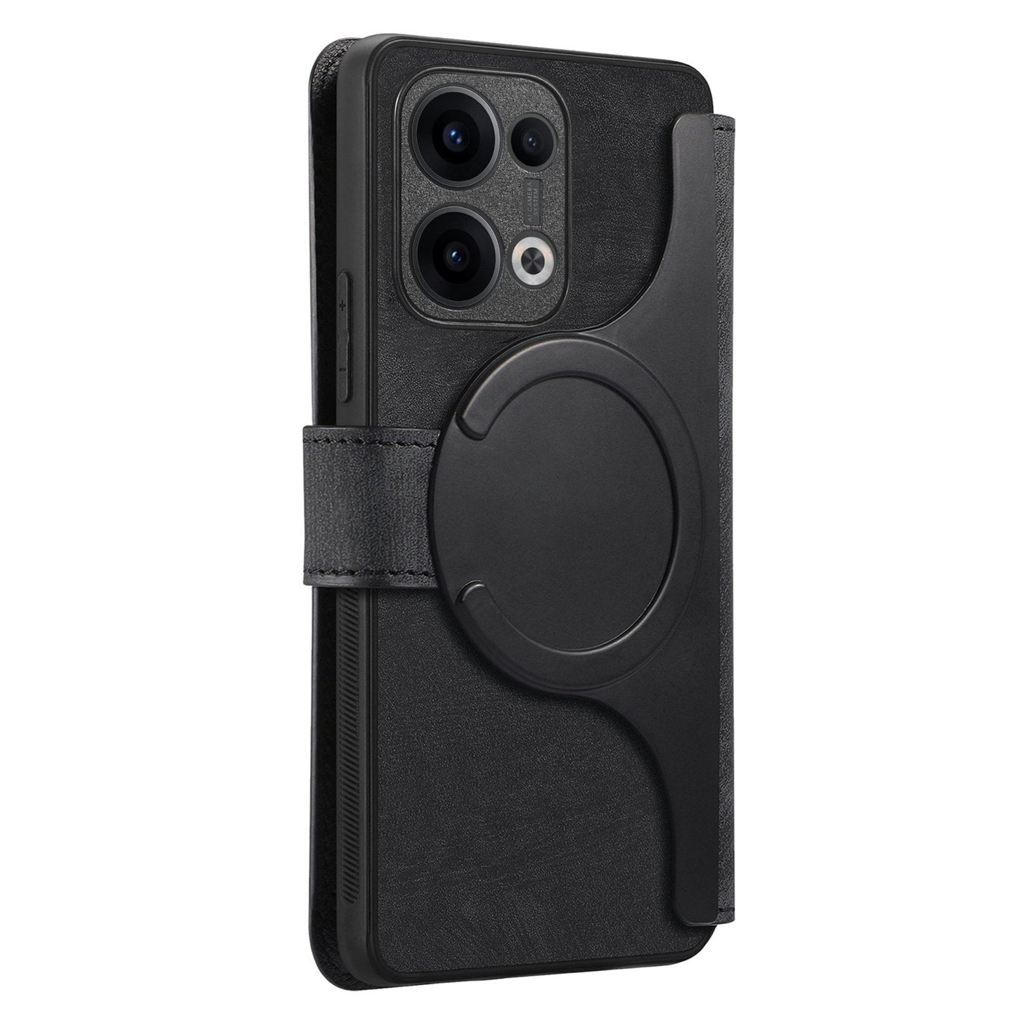 For Oppo Reno13 5G (Global) Magnetic Case CASENEO Detachable Leather Phone Wallet Cover - Black