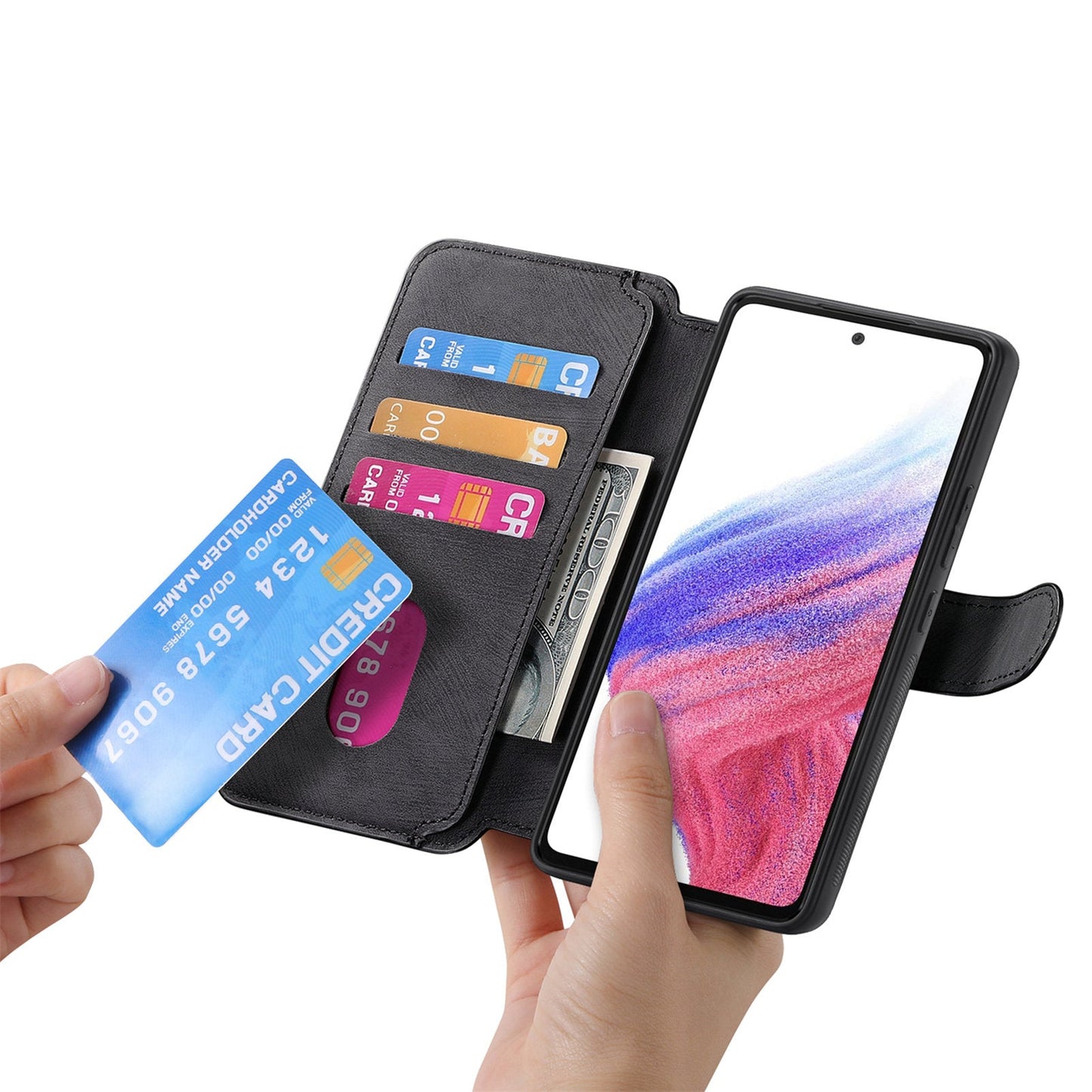 For Oppo Reno13 5G (Global) Magnetic Case CASENEO Detachable Leather Phone Wallet Cover - Black