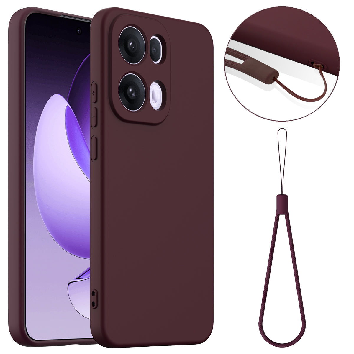 For Oppo Reno13 Pro 5G Case Compatible with MagSafe Anti-Drop Liquid Silicone Phone Cover - Wine Red