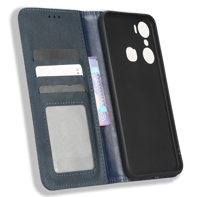 For Infinix Hot 12 Pro 4G X668C Retro Texture PU Leather Flip Wallet Case Imprinted Pattern Stand Folio Phone Cover - Blue