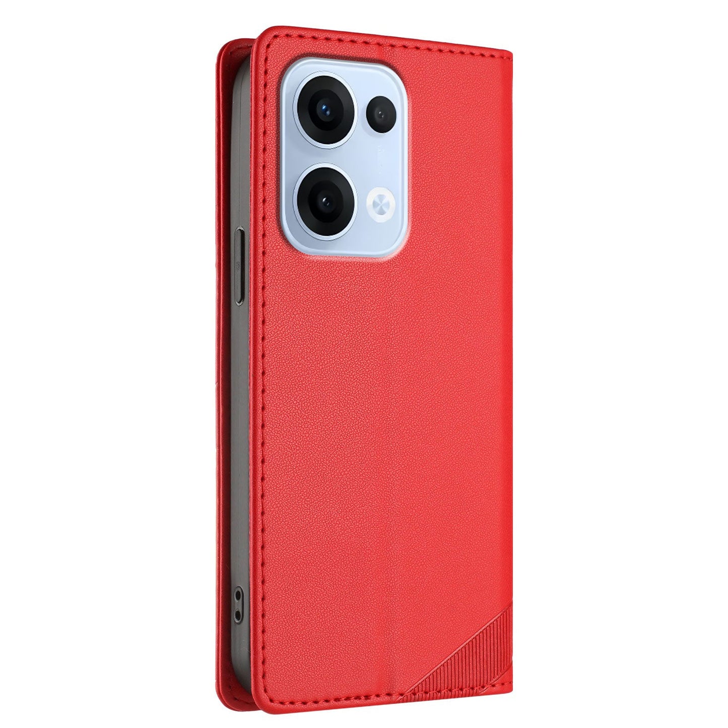 For Oppo Reno13 5G (Global) Phone Cases Punk Style Imprinted Wallet Stand Leather Cover - Red