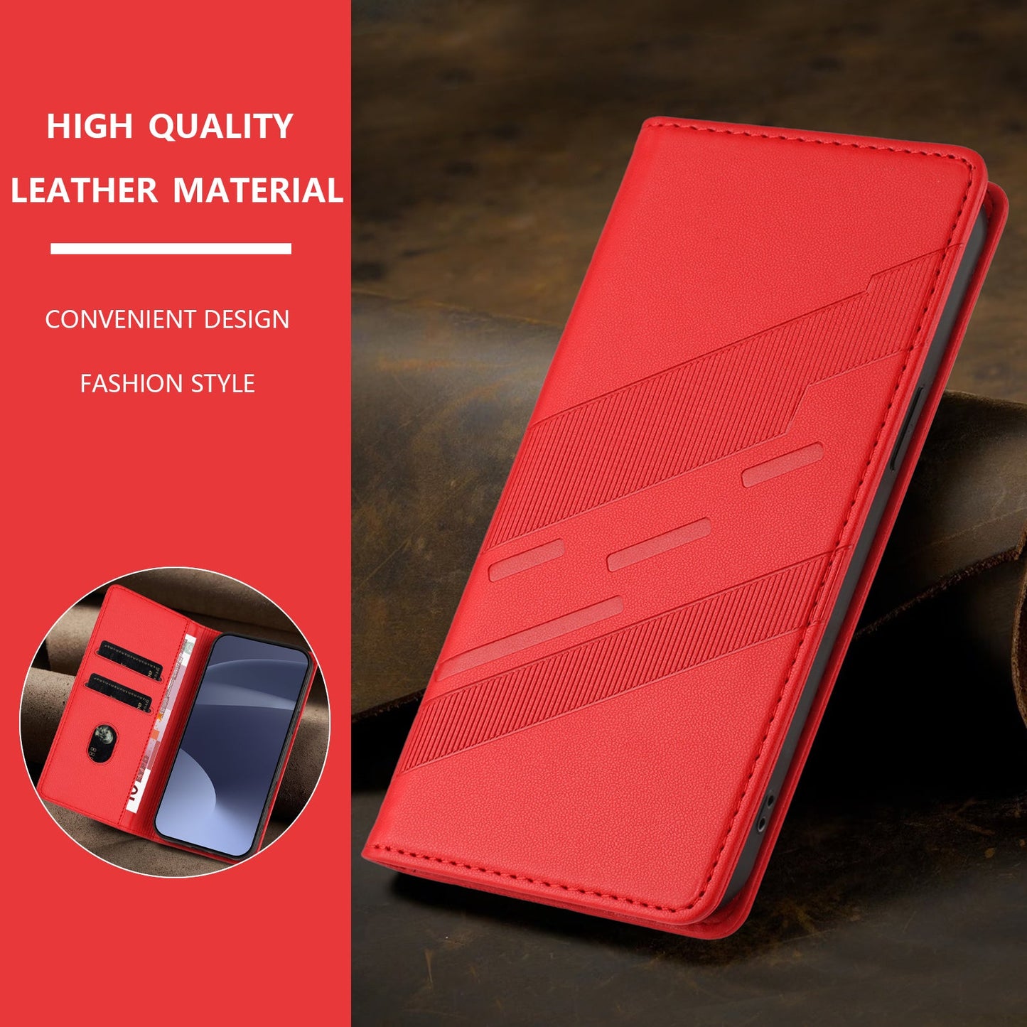 For Oppo Reno13 5G (Global) Phone Cases Punk Style Imprinted Wallet Stand Leather Cover - Red