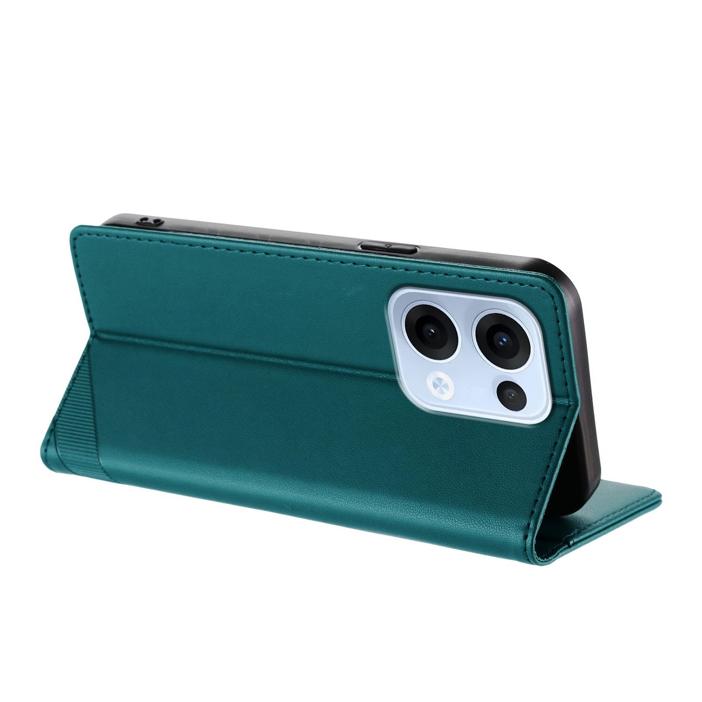 For Oppo Reno13 5G (Global) Phone Cases Punk Style Imprinted Wallet Stand Leather Cover - Dark Green