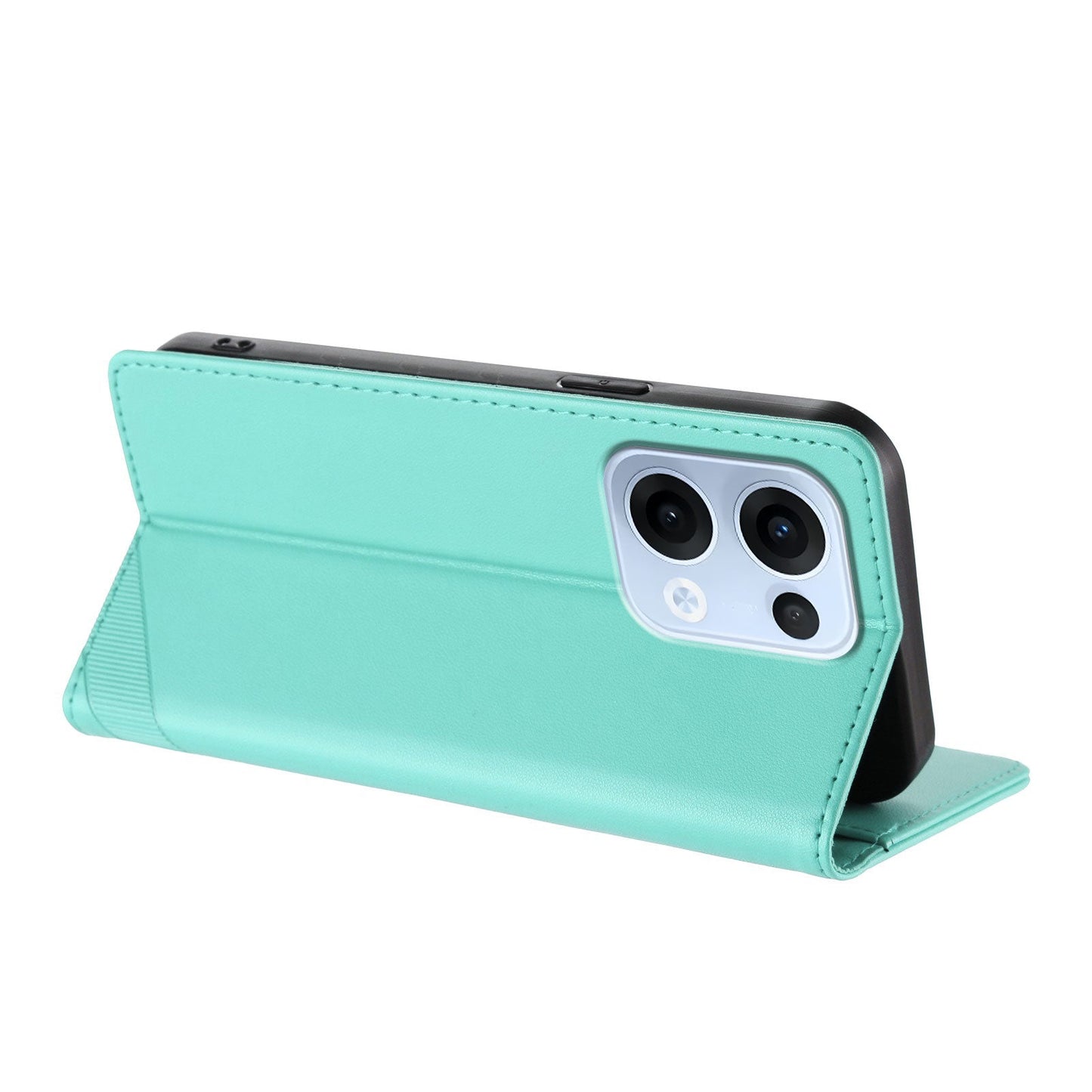 For Oppo Reno13 5G (Global) Phone Cases Punk Style Imprinted Wallet Stand Leather Cover - Mint Green