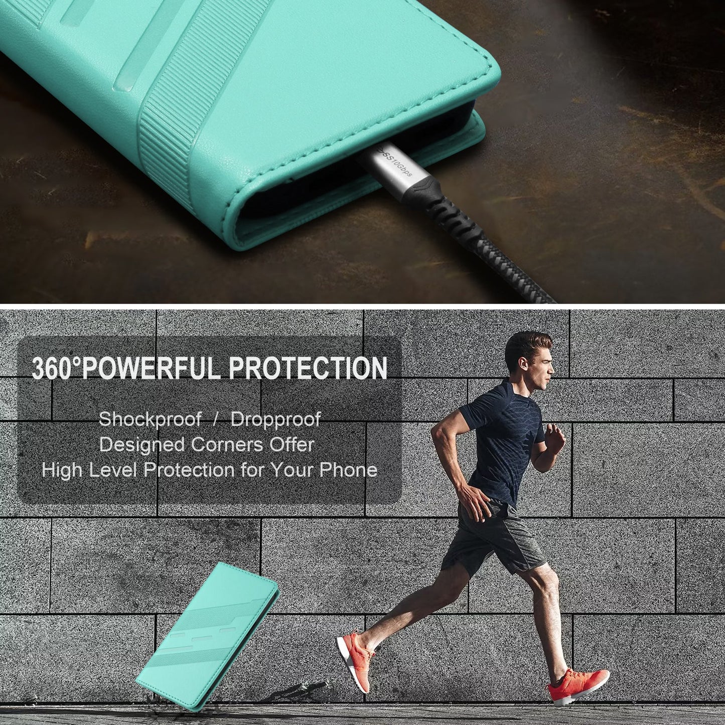 For Oppo Reno13 5G (Global) Phone Cases Punk Style Imprinted Wallet Stand Leather Cover - Mint Green