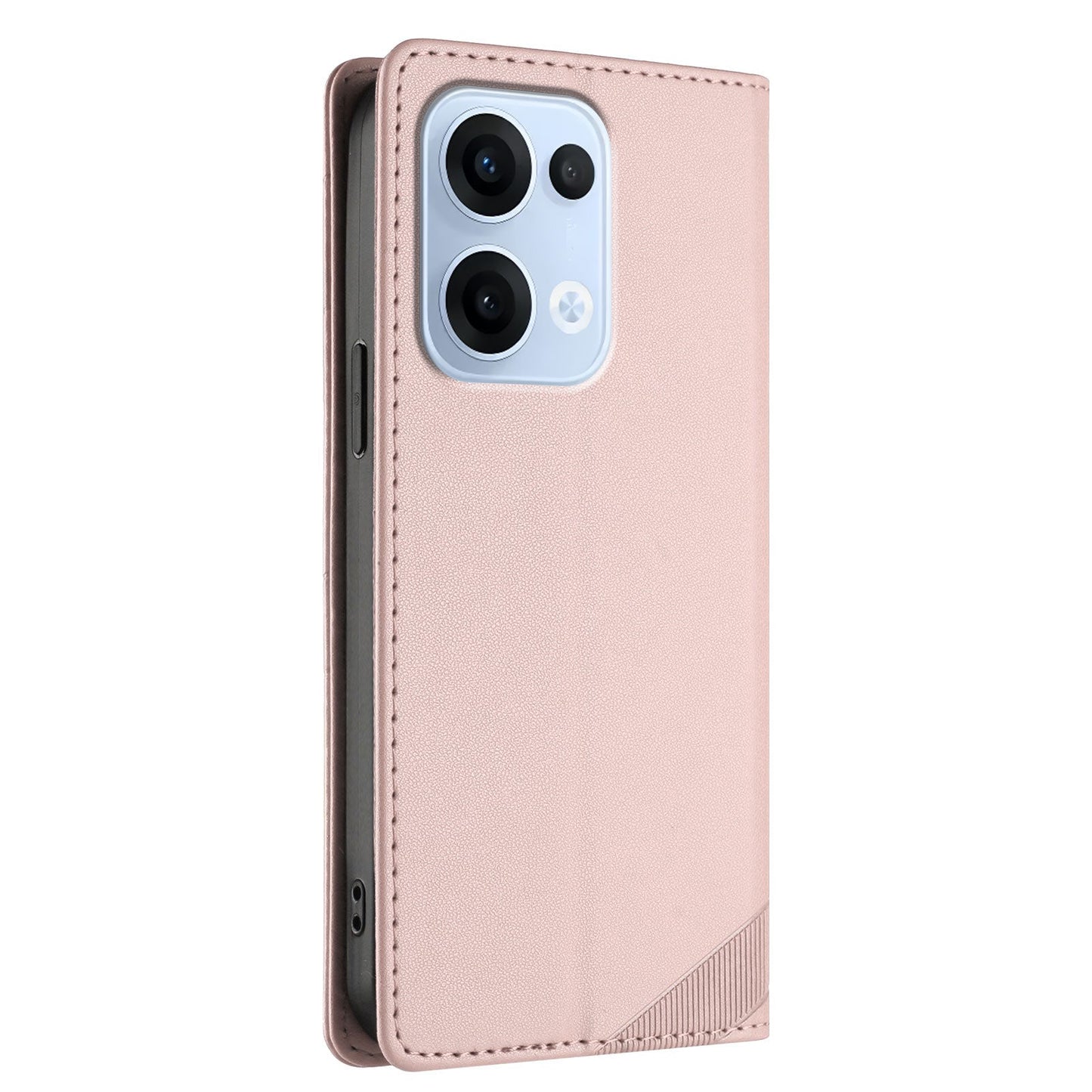 For Oppo Reno13 5G (Global) Phone Cases Punk Style Imprinted Wallet Stand Leather Cover - Pink