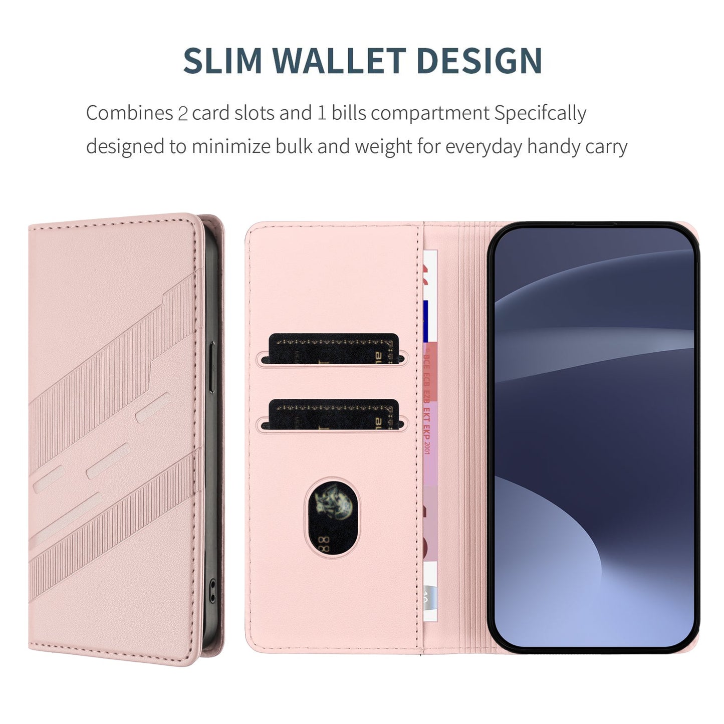 For Oppo Reno13 5G (Global) Phone Cases Punk Style Imprinted Wallet Stand Leather Cover - Pink