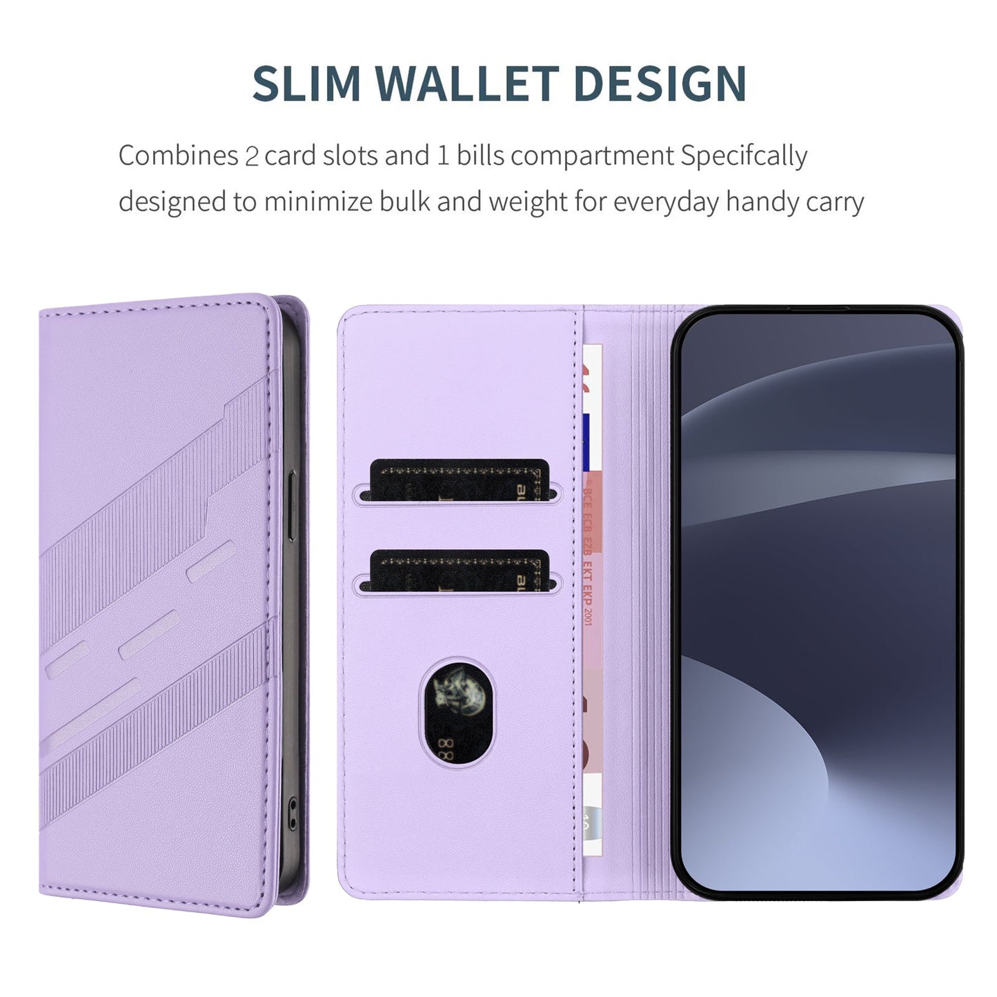 For Oppo Reno13 5G (Global) Phone Cases Punk Style Imprinted Wallet Stand Leather Cover - Light Purple