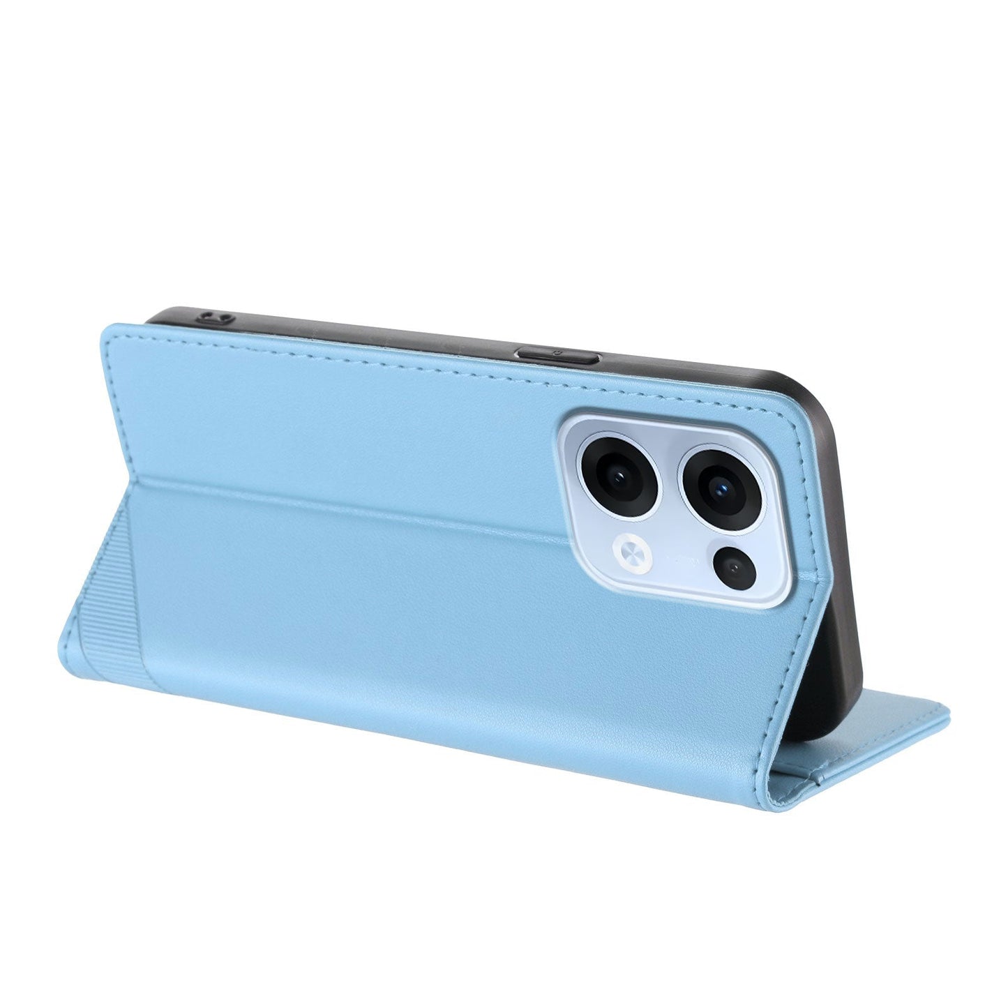 For Oppo Reno13 5G (Global) Phone Cases Punk Style Imprinted Wallet Stand Leather Cover - Baby Blue
