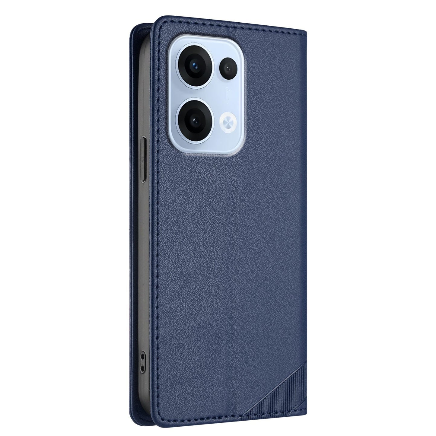 For Oppo Reno13 5G (Global) Phone Cases Punk Style Imprinted Wallet Stand Leather Cover - Dark Blue