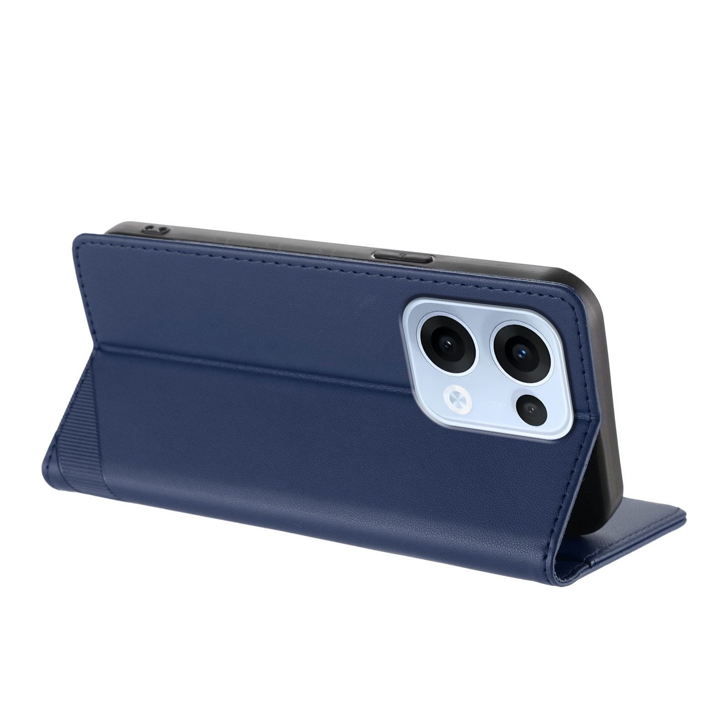 For Oppo Reno13 5G (Global) Phone Cases Punk Style Imprinted Wallet Stand Leather Cover - Dark Blue
