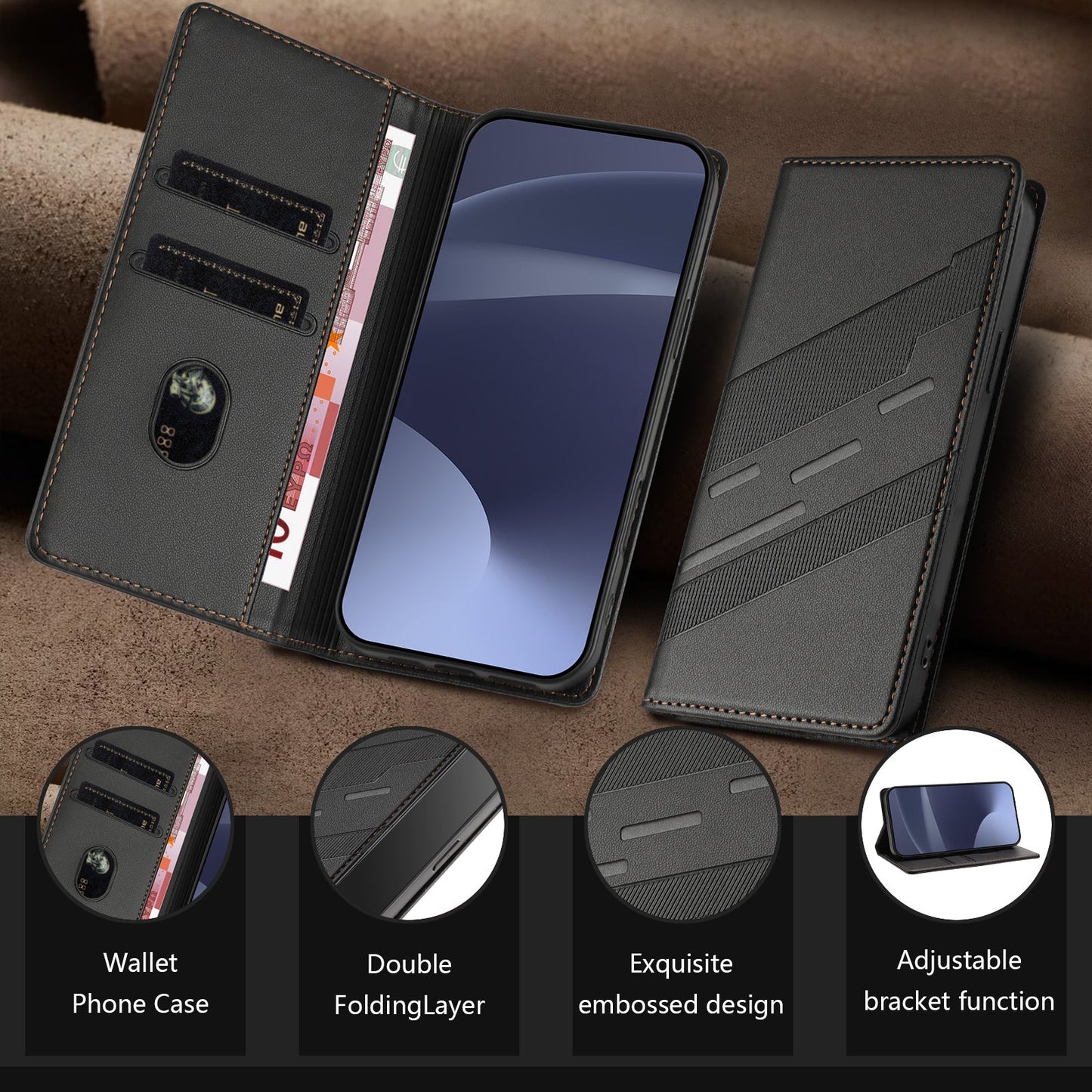 For Oppo Reno13 5G (Global) Phone Cases Punk Style Imprinted Wallet Stand Leather Cover - Black