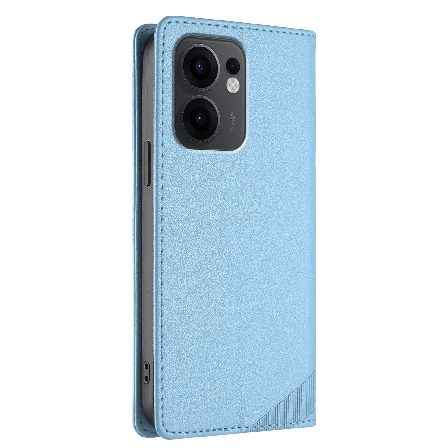 For Oppo Reno13 F 5G Phone Cases Punk Style Imprinted Wallet Stand Leather Cover - Baby Blue