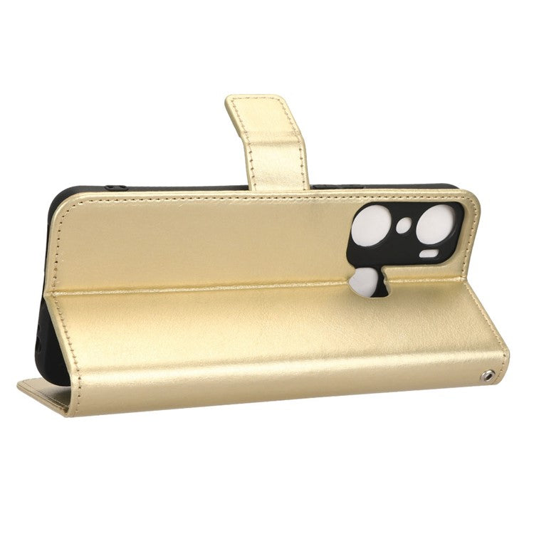 For Infinix Hot 12 Pro 4G X668C Crazy Horse Texture Wallet Case PU Leather Stand Phone Cover with Strap - Gold