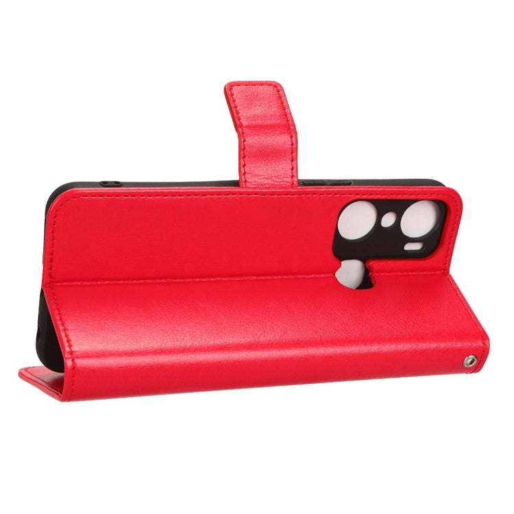 For Infinix Hot 12 Pro 4G X668C Crazy Horse Texture Wallet Case PU Leather Stand Phone Cover with Strap - Red