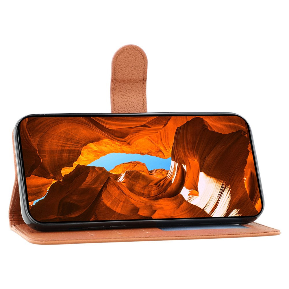 For Oppo Reno13 5G (Global) Case Feather Imprint PU Leather Wallet Phone Cover - Brown