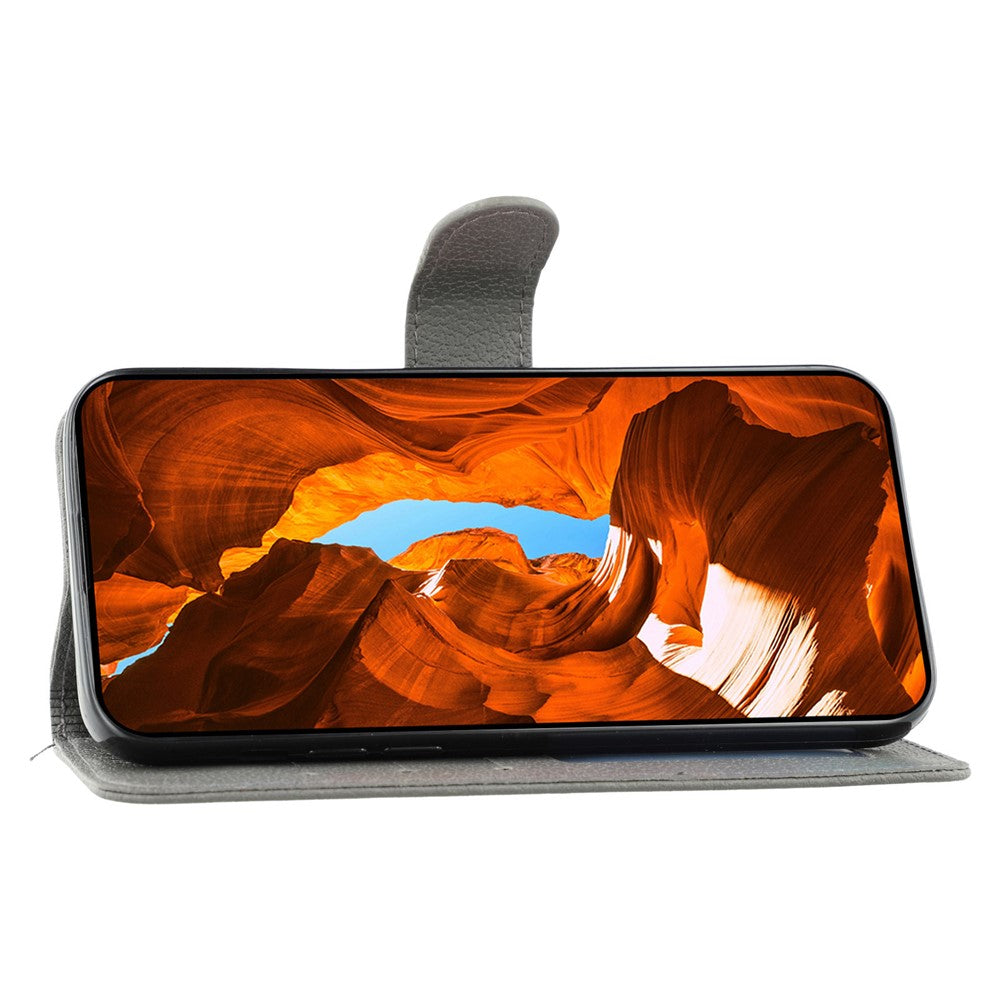 For Oppo Reno13 F 4G / 5G Case Feather Imprint PU Leather Wallet Phone Cover - Grey