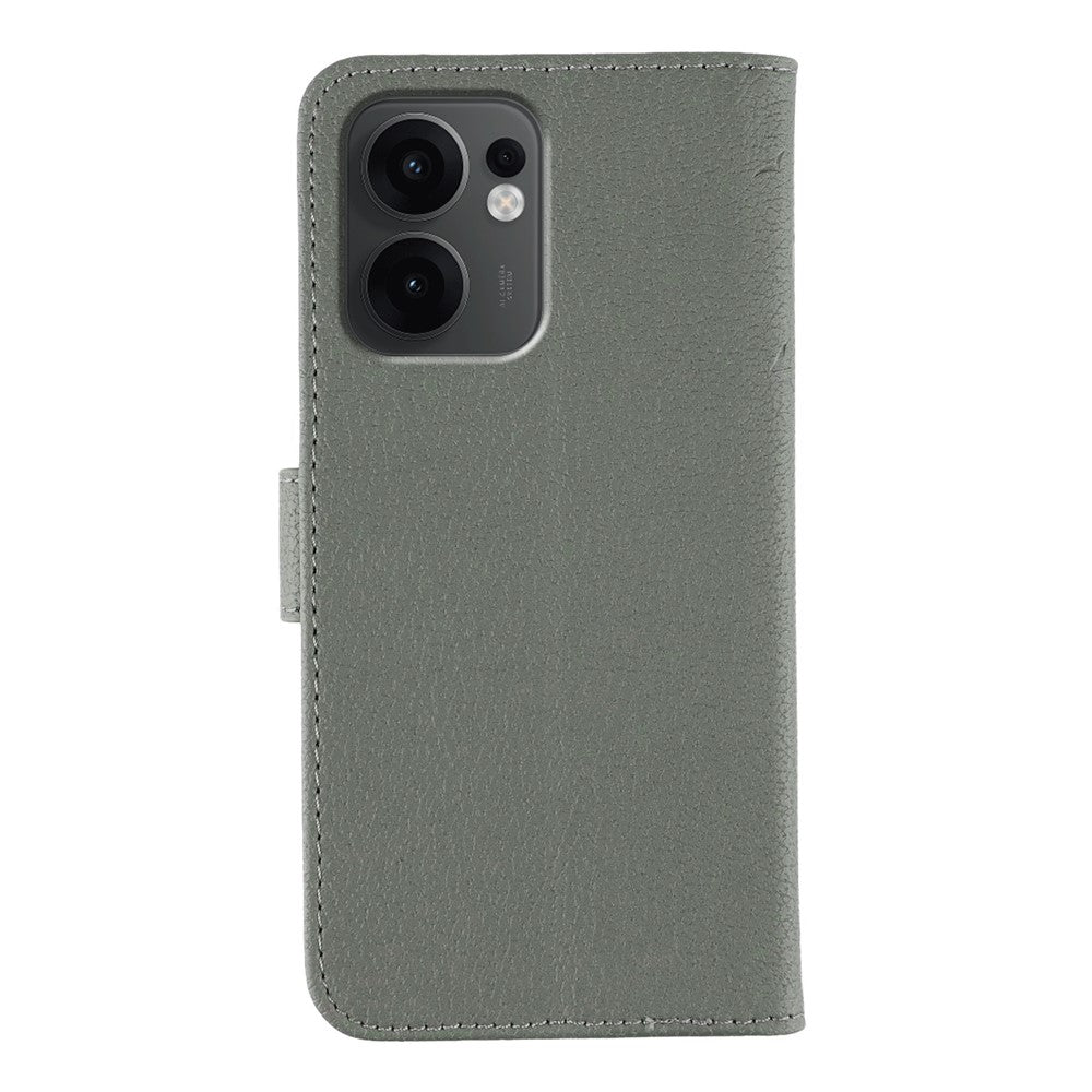 For Oppo Reno13 F 4G / 5G Case Feather Imprint PU Leather Wallet Phone Cover - Grey