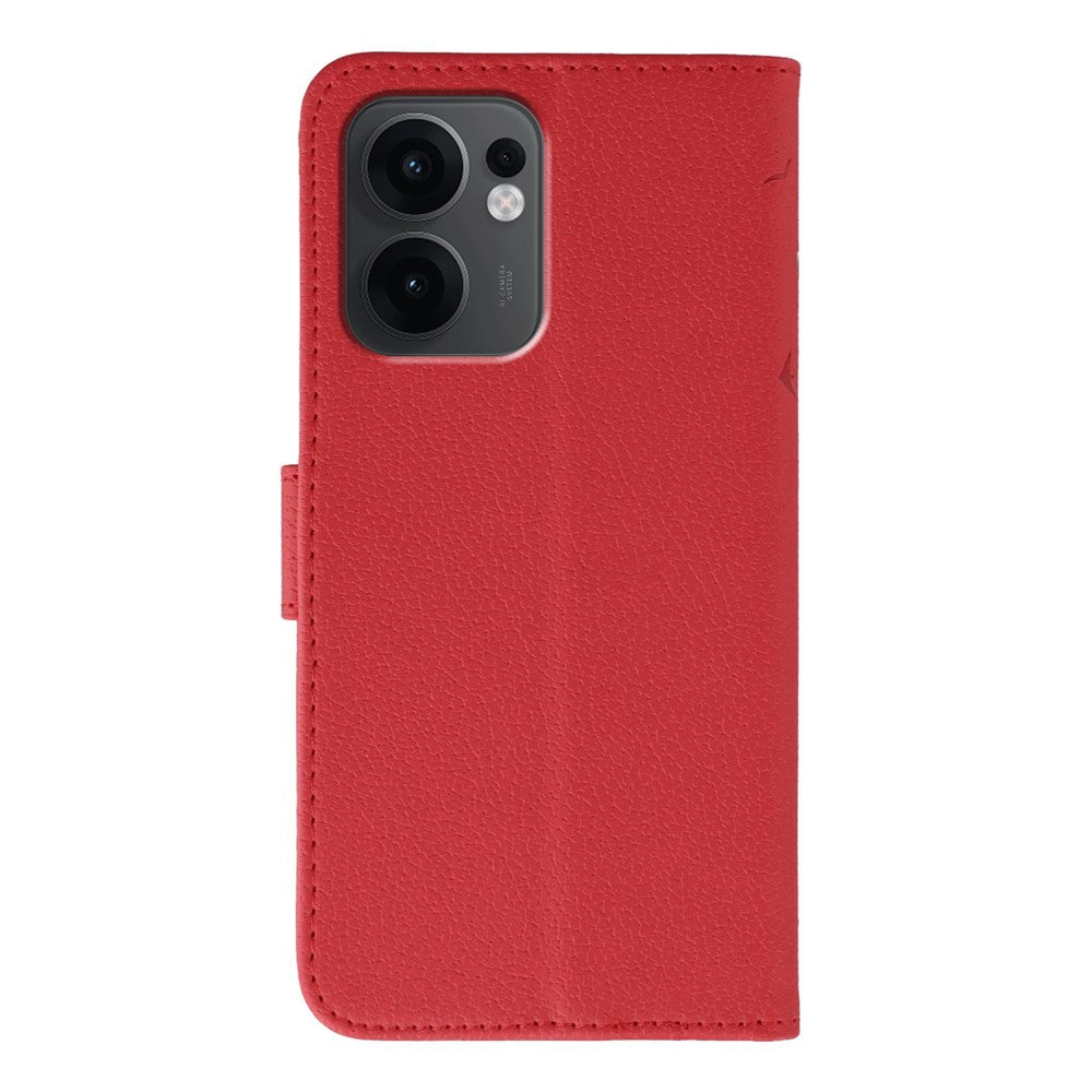 For Oppo Reno13 F 4G / 5G Case Feather Imprint PU Leather Wallet Phone Cover - Red