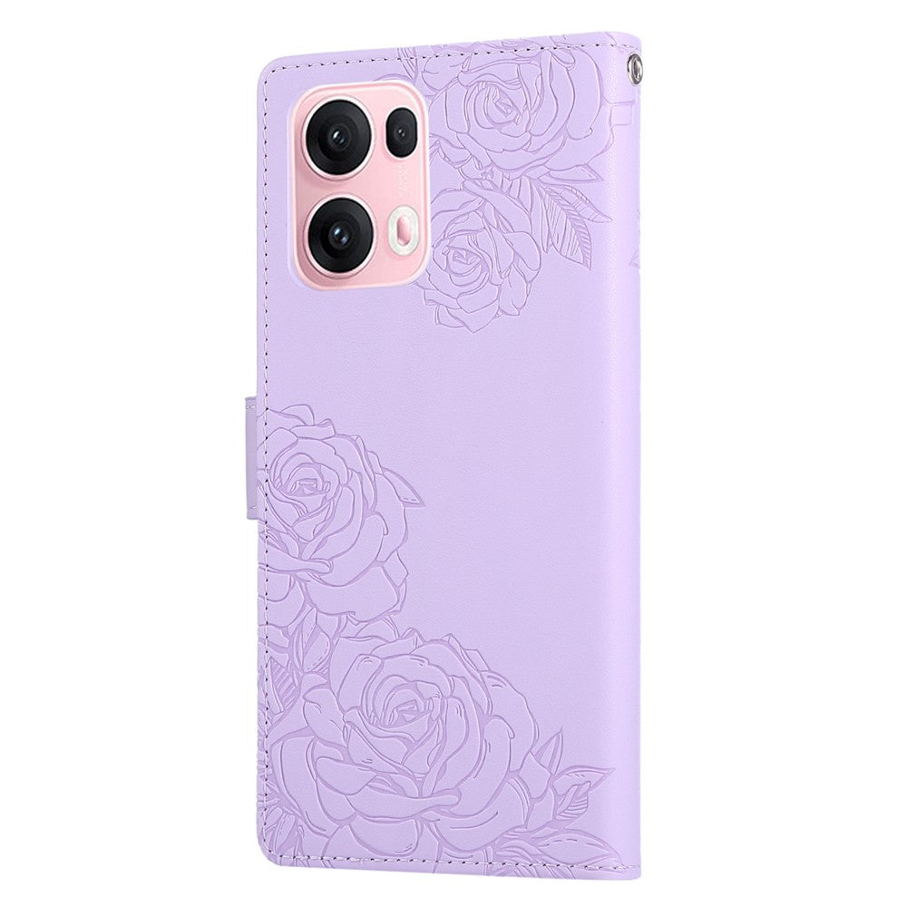 For Oppo Reno13 Pro 5G Case Rose Flower PU Leather Wallet Phone Cover with 3 Card Slots - Light Purple