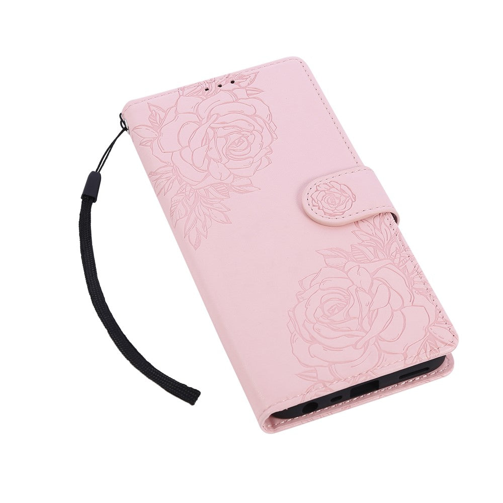For Oppo Reno13 F 5G  /  4G Case Rose Flower PU Leather Wallet Phone Cover with 3 Card Slots - Rose Gold