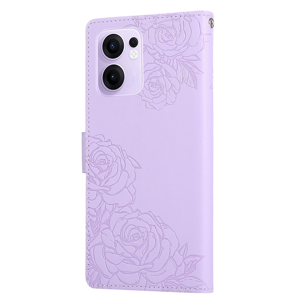 For Oppo Reno13 F 5G  /  4G Case Rose Flower PU Leather Wallet Phone Cover with 3 Card Slots - Light Purple