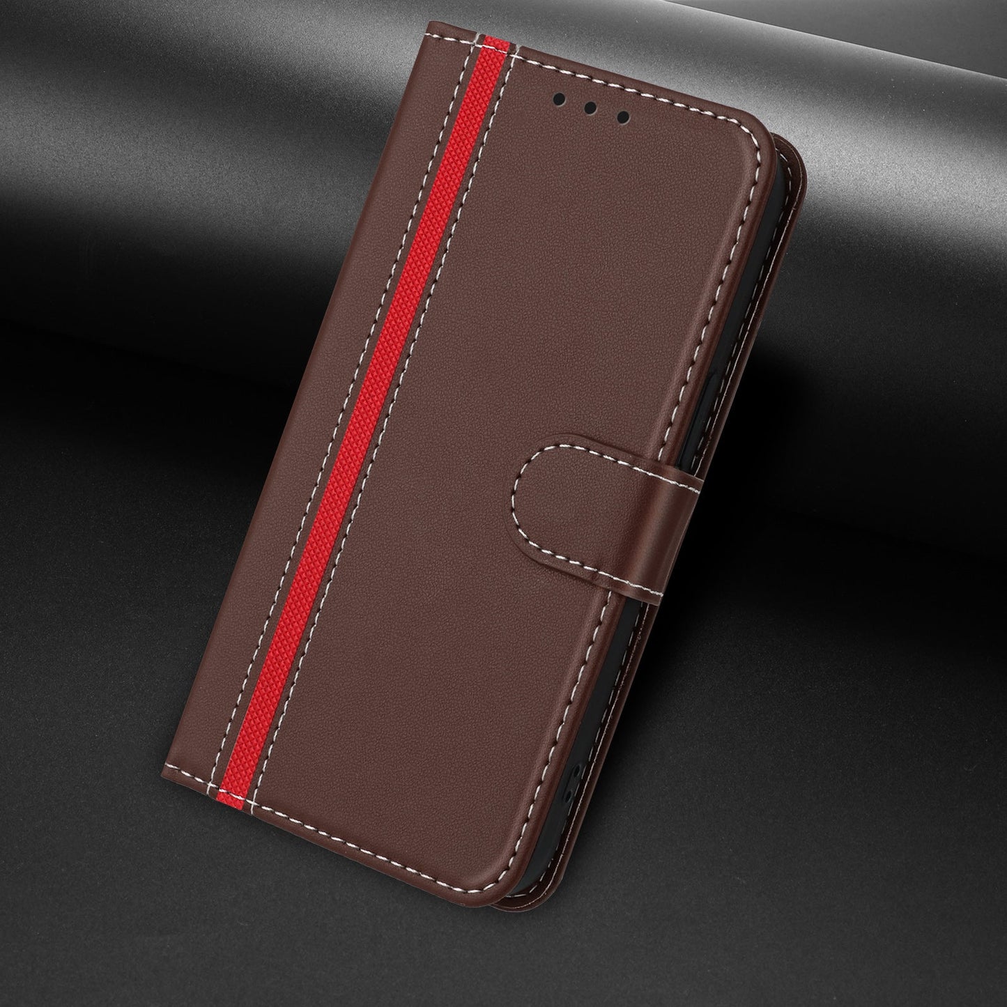 For Oppo Reno13 F 5G Phone Cases Wallet Stand Color Splicing Leather Cover with Magnetic Clasp - Brown