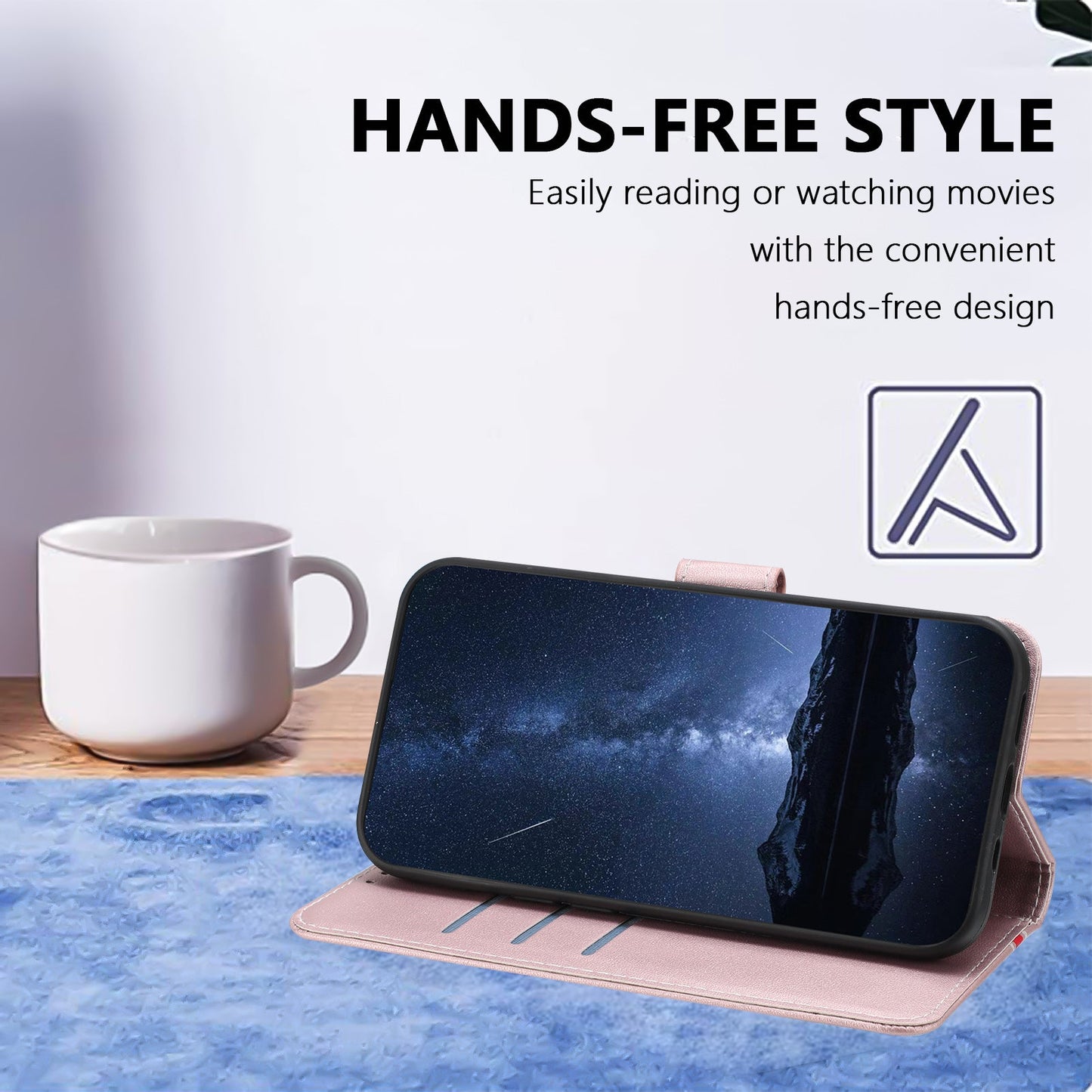 For Oppo Reno13 5G (Global) Phone Cases Wallet Stand Color Splicing Leather Cover with Magnetic Clasp - Rose Gold