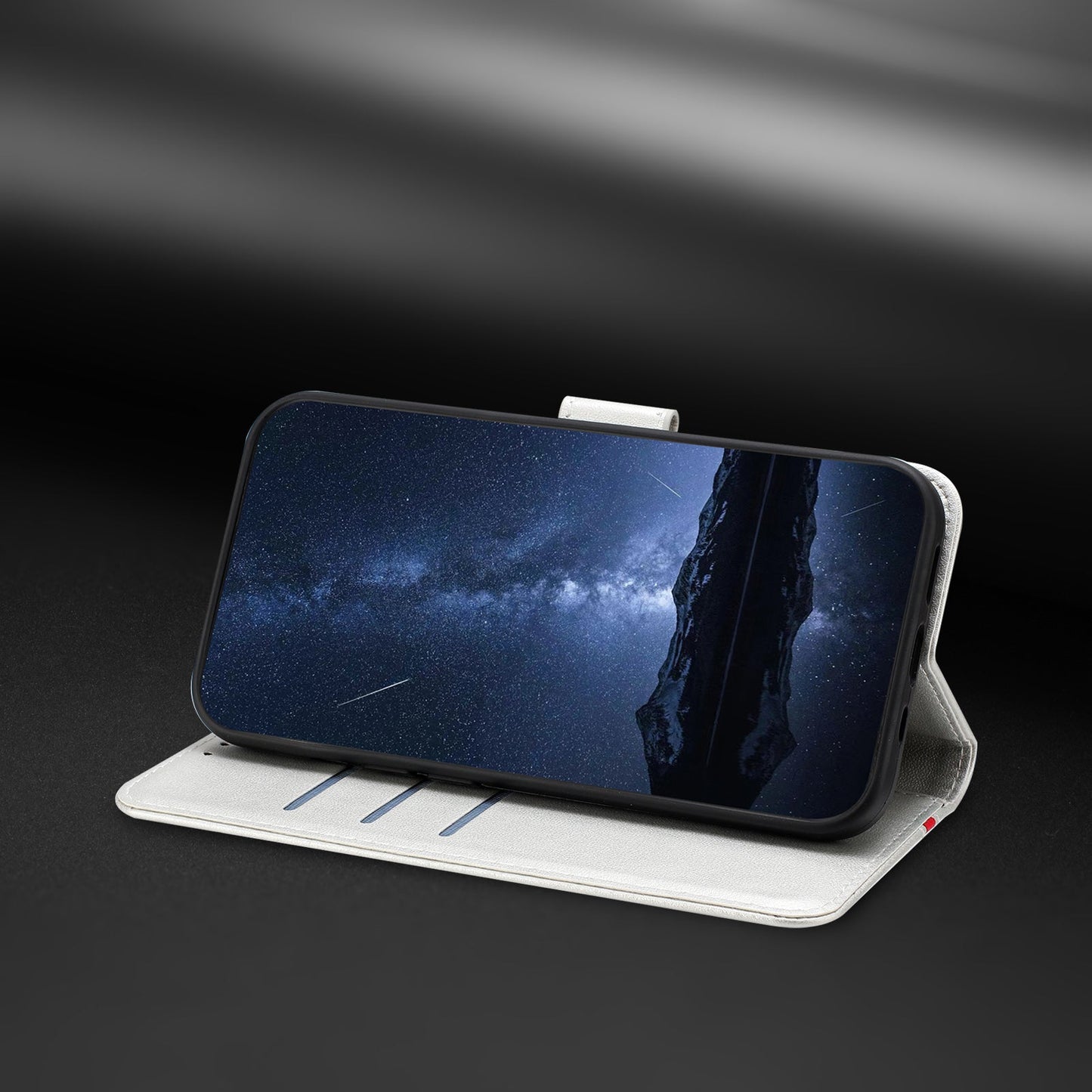 For Oppo Reno13 5G (Global) Phone Cases Wallet Stand Color Splicing Leather Cover with Magnetic Clasp - Silver