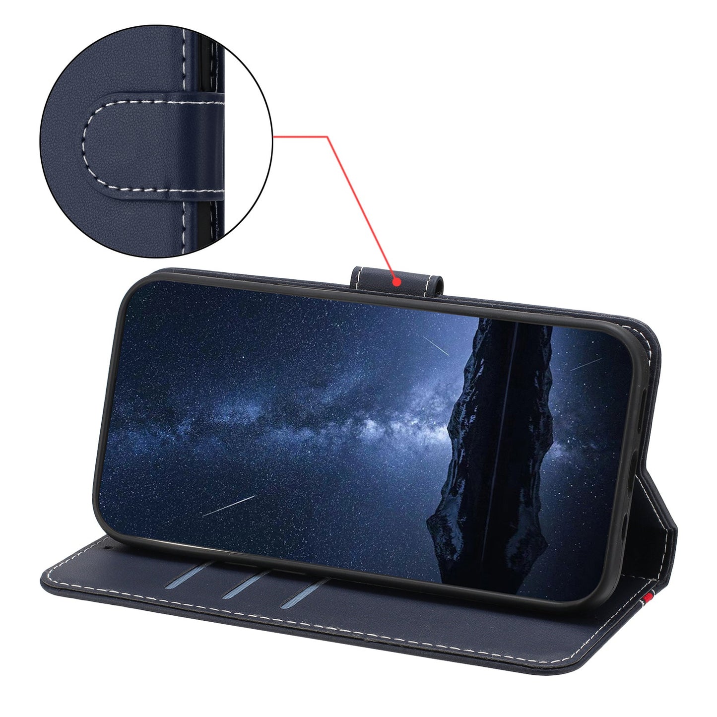 For Oppo Reno13 5G (Global) Phone Cases Wallet Stand Color Splicing Leather Cover with Magnetic Clasp - Blue