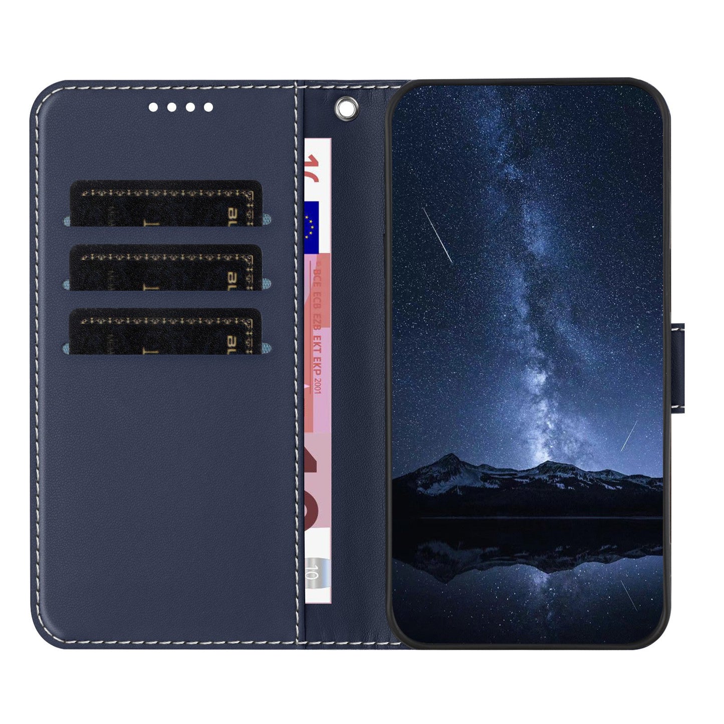 For Oppo Reno13 5G (Global) Phone Cases Wallet Stand Color Splicing Leather Cover with Magnetic Clasp - Blue