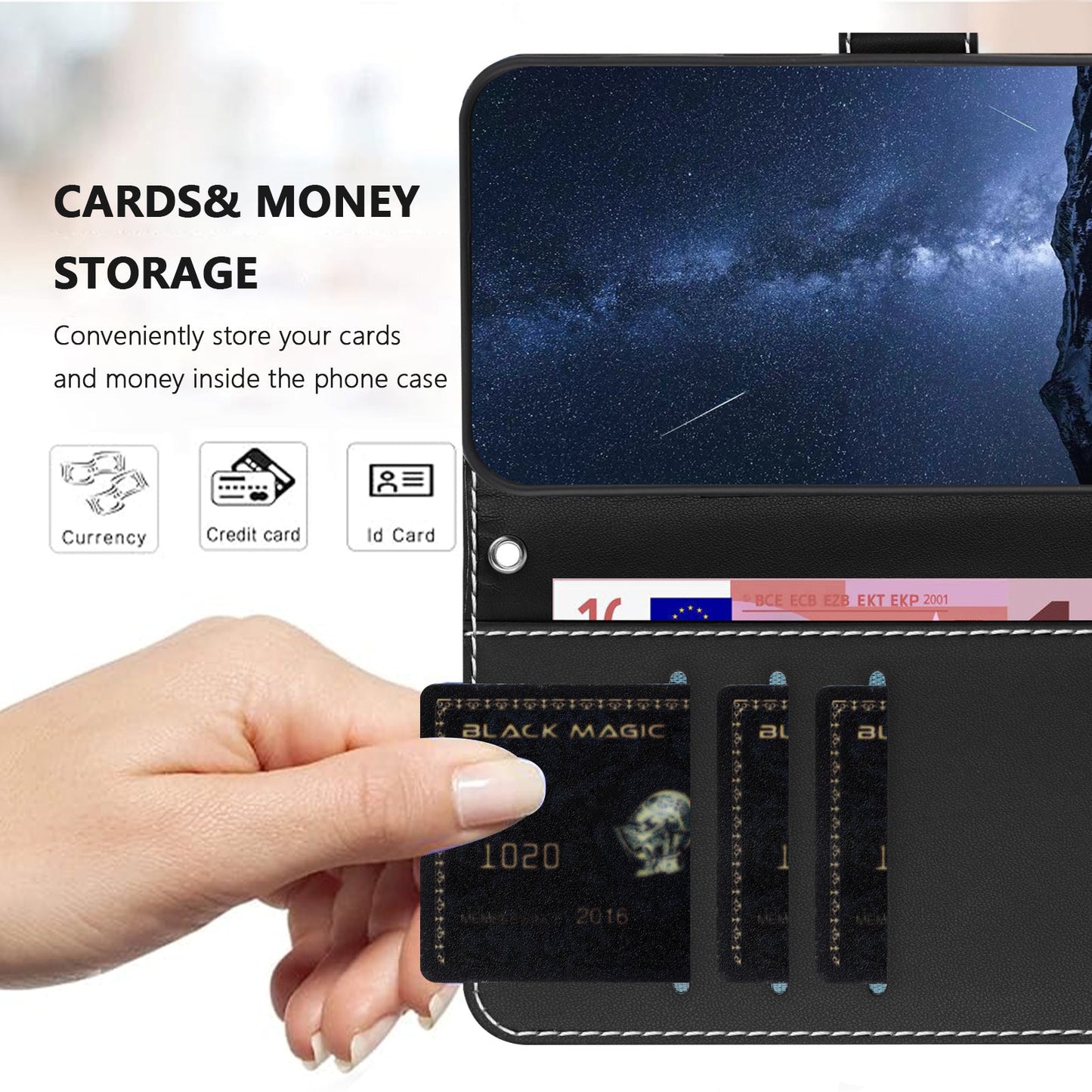 For Oppo Reno13 5G (Global) Phone Cases Wallet Stand Color Splicing Leather Cover with Magnetic Clasp - Black
