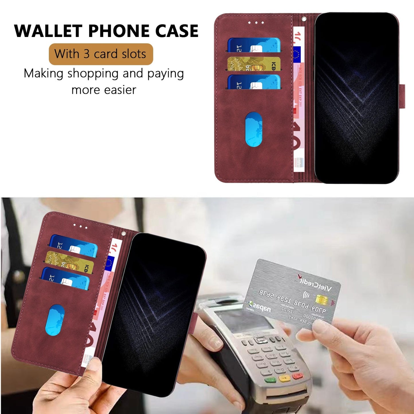 For Oppo Reno13 5G (Global) Leather Case 7-Shaped Pattern Wallet Stand Shockproof Phone Cover - Brown