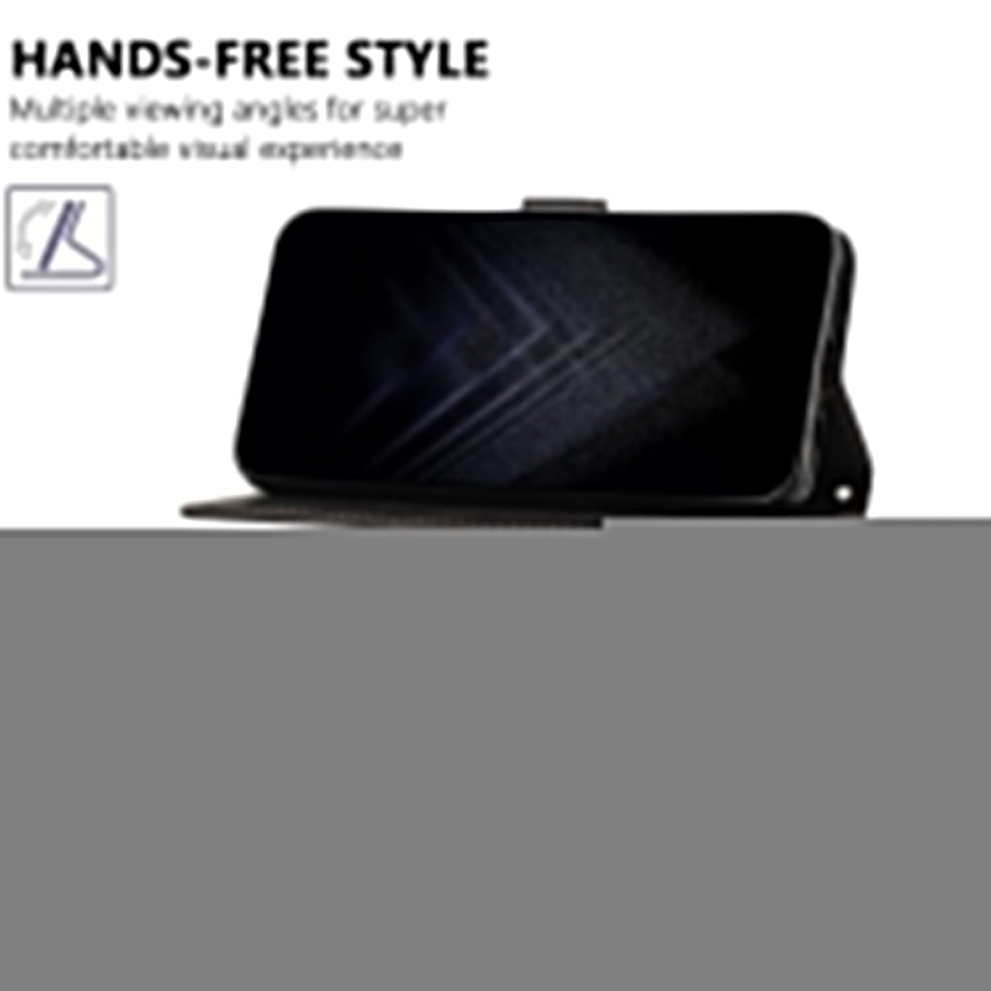 For Oppo Reno13 5G (Global) Leather Case 7-Shaped Pattern Wallet Stand Shockproof Phone Cover - Black