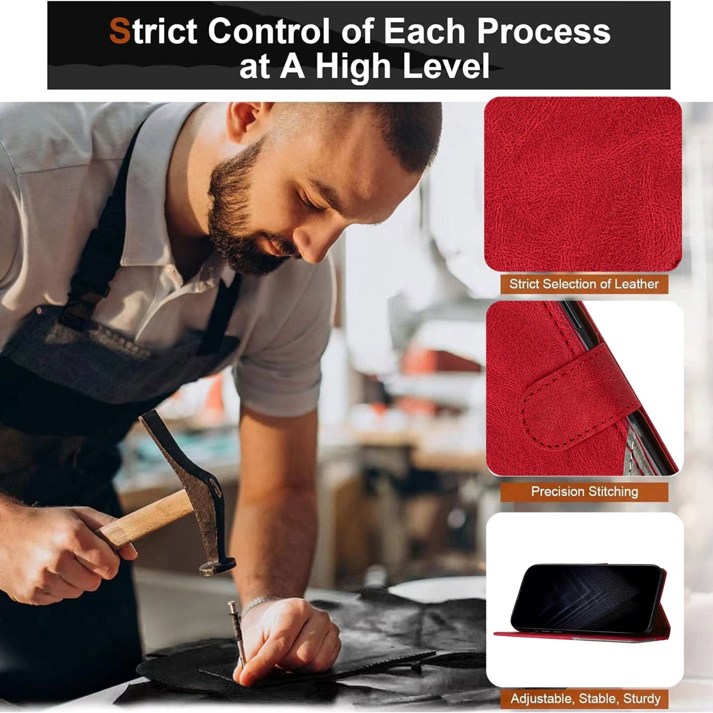 For Oppo Reno13 F 5G Leather Case Triangle Patchwork Wallet Stand Shockproof Phone Cover - Red