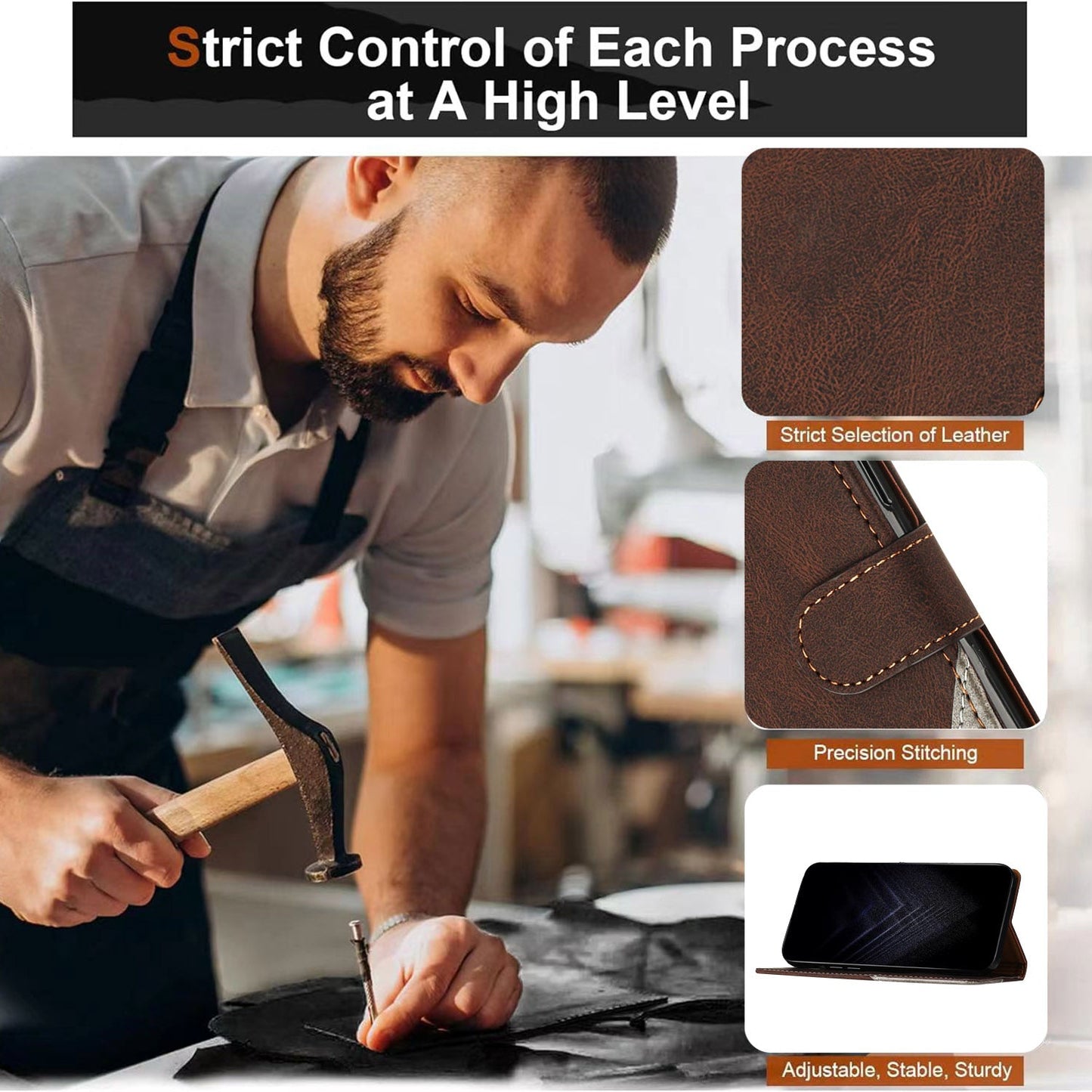 For Oppo Reno13 F 5G Leather Case Triangle Patchwork Wallet Stand Shockproof Phone Cover - Brown