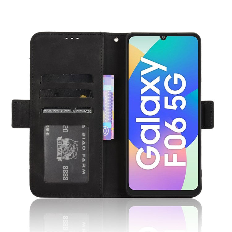 For Samsung Galaxy F06 5G / M06 5G Leather Case Phone Wallet Cover with Multiple Card Slots - Black