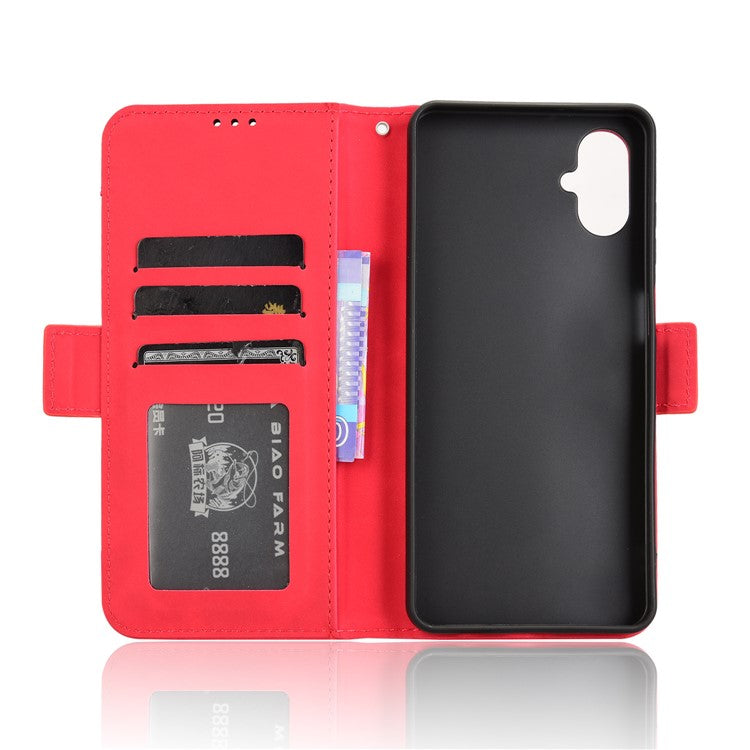 For Samsung Galaxy F06 5G / M06 5G Leather Case Phone Wallet Cover with Multiple Card Slots - Red