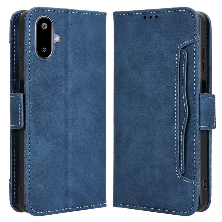 For Samsung Galaxy F06 5G / M06 5G Leather Case Phone Wallet Cover with Multiple Card Slots - Blue