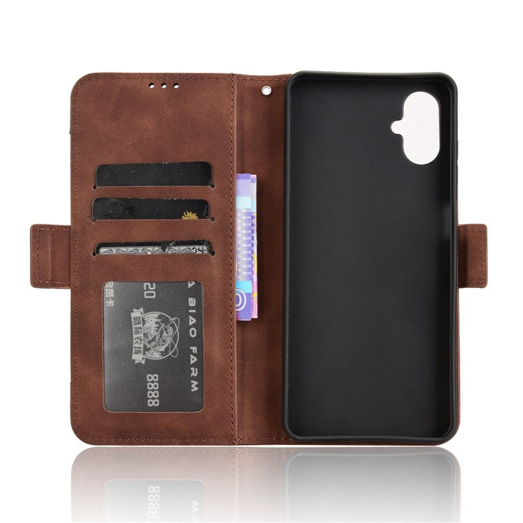 For Samsung Galaxy F06 5G / M06 5G Leather Case Phone Wallet Cover with Multiple Card Slots - Brown