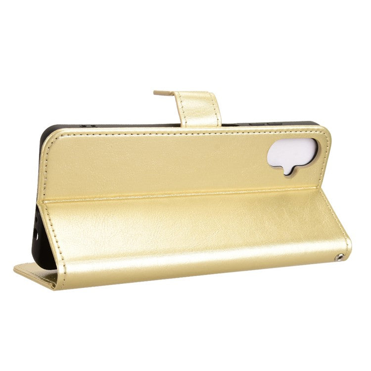 For Samsung Galaxy F06 5G / M06 5G Case Crazy Horse Texture PU Leather Phone Wallet Cover - Gold